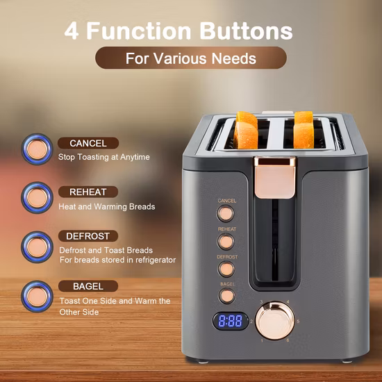 ホットセール 6 焼き色設定ウォーミングラックロングスロット 4 スライストースター